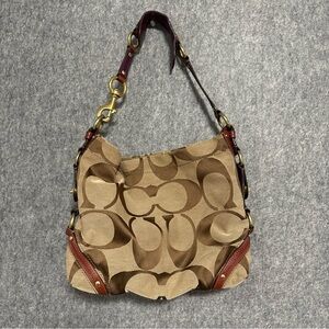 Vtg COACH 90s Signature Monogram Hobo Bag Shoulder Bag  Brown